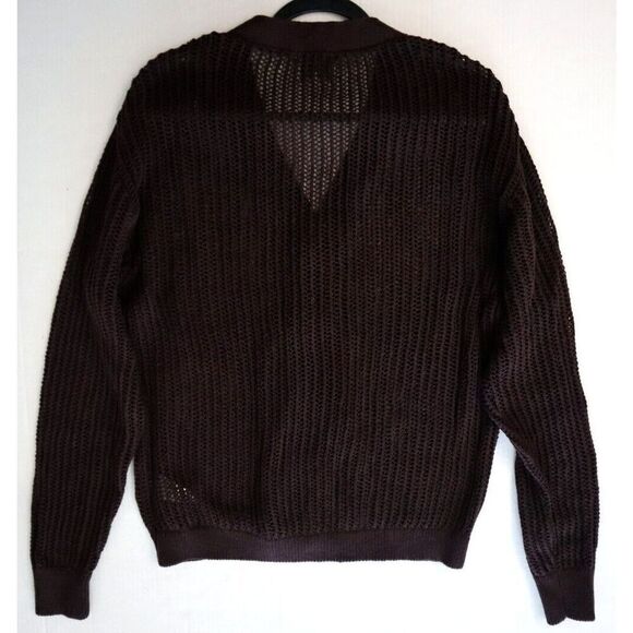 BDG x Urban Outfitters OB1846492 Men Sz M Brown Open Knit Beach Cardigan Sweater - Picture 2 of 7